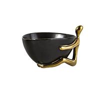 HAQMG Vide Poche Design Céramique Bijoux Plateau Key Bol for Hall Décoratif, Plateau Bijoux Candy Boîte Or Moderne Figure Valet Valet Salon Table De Salon Ornements Plateau De Fruits Décor