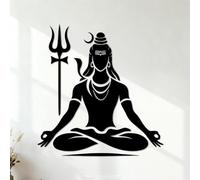 har har mahadev dieu hindou tatouage seigneur shiva art mahashivratri silhouette spéciale mahakal Stickers muraux 42x44.1cm N'abîme pas le mur Noir