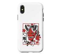 Harajuku Japanese Aesthetic Red Oni Demon Mask Coque pour iPhone X/XS