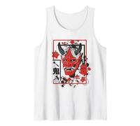 Harajuku Japanese Aesthetic Red Oni Demon Mask Débardeur