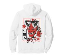 Harajuku Japanese Aesthetic Red Oni Demon Mask Sweat à Capuche