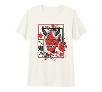 Harajuku Japanese Aesthetic Red Oni Demon Mask T-Shirt Haut de Gamme