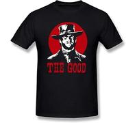 Harajuku Men T-Shirts The Good The Bad and The Ugly Clint Eastwood Short Sleeve Cotton O Neck Oversized T Shirt for Adult Manches Courtes(Large)