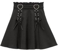 Harajuku y2k Lolita Gothique Kawaii vêtements Taille Haute Ruban Vintage Ourlet en Dentelle superposé Kawaii Mini Jupe Courte (Noir,3TG)