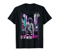 HarajukuHive Neo Tokyo Shibuya Cyberpunk Japonais Esthétique Vaporwave T-Shirt Noir Unisex Adulte Small Regular EU Coupe Classique Manche Courte T-Shirt