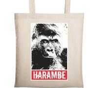 Harambe Faded Sketch Black and White Meme Poster Natural Ecologique Cotton Tote Bag Beige