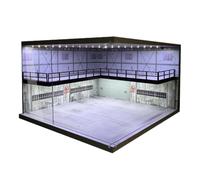 harayaa 1:64 Parking Double Couche Acrylique Conteneur à Collectionner LED Vitrine pour Accessoires D'aménagement de Voiture Moulés sous Pression, Briques bleues