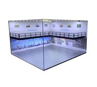 harayaa 1:64 Parking Double Couche Acrylique Conteneur à Collectionner LED Vitrine pour Accessoires D'aménagement de Voiture Moulés sous Pression, Briques de paysage