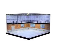 harayaa 1:64 Parking Double Couche Acrylique Conteneur à Collectionner LED Vitrine pour Accessoires D'aménagement de Voiture Moulés sous Pression, Briques rouges