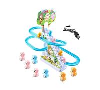harayaa 12 Pièces Jouets Ours Escalade Jouet Course Ours Circuit Piste Glissière Fonction Electrique avec LED Montage Simple Adapté aux Enfants Décoration, Rechargeable