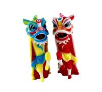 harayaa 2 Pièces 1/64 Lion Dance Figure Bricolage Artisanat Tiny People Modèle Résine pour Micro Paysages