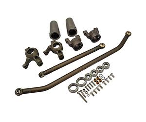 harayaa 2 Pièces Moyeu de Direction Voiture RC Kit Tige Direction Métal Liaison pour Crawler Ensemble Porte-fusée C Hub Carrier Blocage Essieu Alliage, Titane
