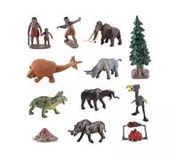 harayaa 2x Figurines D'animaux Anciens Préhistoriques, 12 Pièces, Modèle Réaliste pour Hommes Primitifs, Jouet pour Jeu de Rôle En Garderie, Enseignement
