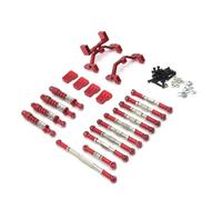 harayaa Amortisseurs Rc pour 1 16 Crawler Ensemble Bielle Direction Kit Liaison Métal Réglable Améliore Damping et Contrôle Complet avec Supports et, Rouge