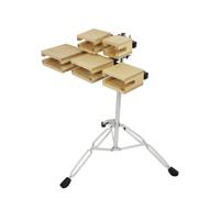 harayaa Bloc de Percussion en Bois Temple Blocks Set Ensemble de Blocs à Frapper Percussion Trépied Métal Réglable Son Clair en Érable avec Paire de Maillets