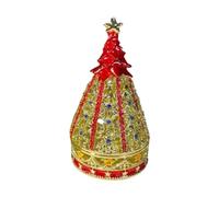 harayaa Boîte à Bijoux Sapin de Noël pour Rangement Petits Objets Boîte à Souvenirs Décorative En Métal Artisanal Émaillé Adaptée pour Cadeau Décoration, ROUGE