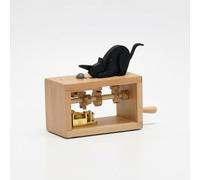 harayaa Boîte à Musique en Bois Décorative Figurine Boîte Mécanique Coffret à Manivelle Objet de Collection Compartiment Ouvert Visible en Hêtre Convient pour, Chat Et Souris