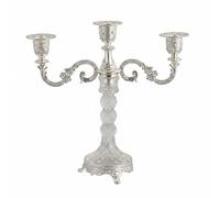 harayaa Bougeoir en Cristal Candélabre Pilier Chandelier Centre de Table Décor Élégant en Alliage de Zinc et Verre Facetté avec Scintillants Adapté au Dîner, Silver