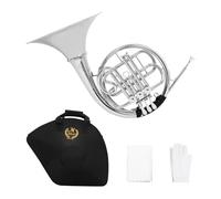 harayaa Brass Trompette Bb Instrument à Vent Cornet Corps Rond Équilibré Finition Argentée Trois Pistons et Projection Sonore avec Sac et Accessoires Adaptée aux Cours Fanfares Concerts