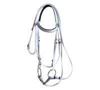 harayaa Bride de Cheval avec Tour de Cou, équipement D'équitation, Harnais Polyvalent, Licol, Mors à Anneau en Acier Inoxydable pour Club Farm Trail, Blanc 12.5 Cm