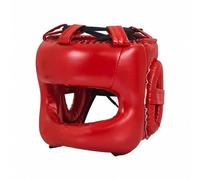 harayaa Casque de Boxe Intégral avec Protection Faciale Complète Rembourrage d'Absorption d'Impact Mentonnière et Joues Renforcées Protection Oreilles, Rouge Métallique, S Taille Enfant