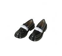 harayaa Chaussures de Poupée Mocassin Loafer Miniature Accessoire Soulier PVC Bout Rond Bride Décorative Enfilage Facile Ajusté OB22 OB24 Convient aux Scènes , Noir