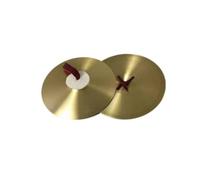harayaa Cymbales à Main Paire Cymbales Percussion Orchestrales Batterie Fanfare avec Courroies Cuir et Tampon Feutre Motif Concentrique Prise Confortable, 14 Pouces