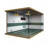 harayaa Diorama de Garage 1 24 avec Vitrine Voiture Présentoir Boîte d'Exposition Parking Miniature Couvercle Acrylique Haute Transparence et Éclairage Led, Orange-droite