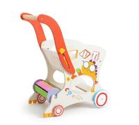 harayaa Enfant Chariot de Marche Poussette d'Éveil Caddie Poignée Bois Lisse Panier Pratique et Rouleau Latéral Encourage la Coordination et l'Équilibre