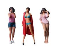 harayaa Ensemble de 3 Figurines Cool Girl à L'échelle 1/64, Peintes à La Main, Accessoires de Films de Mode, Décoration de Table de Sable, Figurines Fémin, Style A