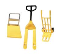 harayaa Ensemble de 3 Outils de Chantier Miniatures pour Maison de Poupée : Chariot élévateur, Pousse-pousse et Bulldozer. Matériau PP. Convient Aux Enfants E, ensemble jaune