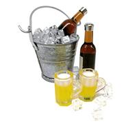 harayaa Ensemble Miniature de Seaux à Glace, Bouteilles de Bière et Chopes à L'échelle 1/12 pour La Décoration du Comptoir de La Cuisine d'une Maison, Marron