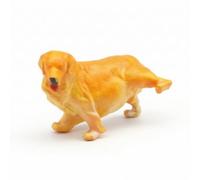 harayaa Figurine Chien Miniature Modèle Animal Diorama Accessoire Décor Scène de Tableau Sable Matériau Synthétique Convient aux Maquettes Vitrines Collections Bureau, Golden Retriever Faisant Pipi