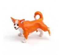 harayaa Figurine Chien Miniature Modèle Animal Diorama Accessoire Décor Scène de Tableau Sable Matériau Synthétique Convient aux Maquettes Vitrines Collections Bureau, Corgi Faisant Pipi