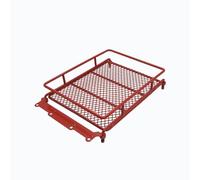 harayaa Galerie de Toit pour Véhicule RC Porte-Bagages Support de Chargement Plateforme de Toit en Métal avec Rambarde Basse et Plaque Avant à Trous, Rouge, Rouge