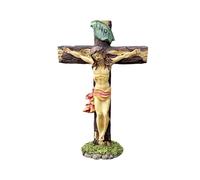 harayaa Jésus Crucifix Croix Figurine Statue de Bureau Cadeau Religieux Crucifix Catholique Croix Murale pour Cabinet Bureau Cour Bibliothèque