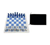 harayaa Jeu D'Échecs de Pliant avec Plateau Portable Ensemble Pièce Tournoi Matière Cuir PU Robuste Pochette Rangement Fournie Adapté Aux Enfants Adult, sac en flanelle