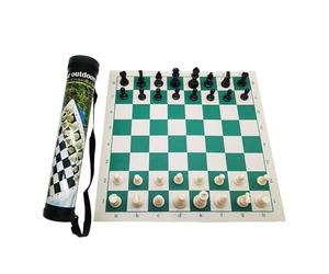 harayaa Jeu D'Échecs Échiquier Enroulable avec Pièces Complètes Jeu de Société de Portable et Léger avec Tube de Transport Pratique pour Adultes et En, 52cmx8cmx8cm