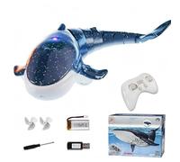 harayaa Jouet Télécommandé Requin Rc Jouet Aquatique Jouet Électrique Jouet Interactif avec Télécommande et Queue Segmentée en Plastique Adapté aux Piscines Activités de Bain , Bleu , Baleine Bleue