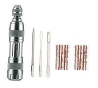 harayaa Kit de Tubeless Vélo Aluminium Incluant Bande Vulcanisée Outil d'Insertion Aiguille Râpe Système Rangement Cylindrique Convient, Argent