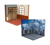 harayaa Lot de 2 Décors de Fond à L'échelle 1:12 pour La Présentation de Modèles Réduits de Véhicules, de Figurines et de Voitures Miniatures, Ville des pubs