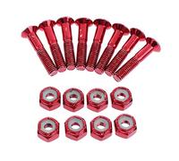 harayaa Lot de 8 Vis de Skateboard, Vis pour Longboard, écrous de Blocage, Construction en Acier Au Carbone, Idéales pour Améliorer Vos Roues et Votre Planche, Rouge, 1 Pouce