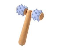 harayaa M masseur de forme, avec rouleaux rainurés, avec poignée, bâton de roulement méridien à rouleau musculaire multi-usage à double roue pour dos, Bleu