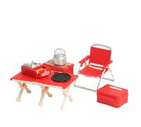 harayaa Maison de Jeu Industrielle Kit Décor Maison de Poupée Meubles Miniatures Modèle de Pièce Construction de Diorama Scénographie Ludique Matériaux, Rouge