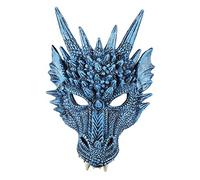 harayaa Masque Intégral Effrayant de Monstre Dragon Maléfique pour Homme et Femme, Costume de Cosplay pour Soirée, Bleu