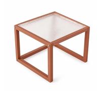 harayaa Meuble Maison de Poupée Table Basse Miniature Carrée Plateau Acrylique Strié et Structure Stable avec Vis Apparentes Esthétique Légère Salon Miniature, Bordeaux