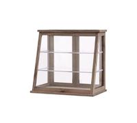 harayaa Mini Vitrine d'Exposition Armoire Miniature Présentoir de Gâteaux Meuble de Maison de Poupée Bois avec Deux Niveaux pour, Noyer Brut, Vitrine À Gâteaux Longueur 100mm