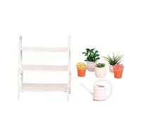 harayaa Miniature Dollhouse Étagère Plantes Mini Accessoires Maison Poupée Modèles Fleurs Ornements Fonction Résistante Convient pour Jeu Enfant Décoration Ma, Blanc