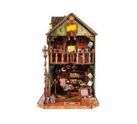 harayaa Miniature Owl Library Maison de Poupée Bibliothèque Maquette Bois LED Projet DIY Assemblage Créatif Décor Littéraire Cohérent Matériau Panneau de