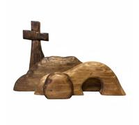 harayaa Mise en Scène Résurrection Tombe en Bois Composition Table Décor Religieux Modules en Pin avec Tombeau et Ange pour Scénographie Pascale et, Ensemble 4 Pcs A